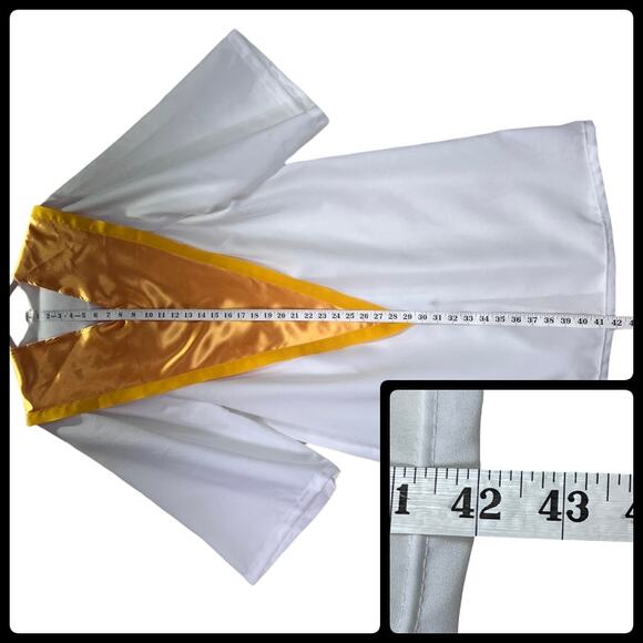 Oak Hall Graduation Gown Choir Robe Newnan Georgia Cougars Stole 5'0-5'2 White - Picture 11 of 11